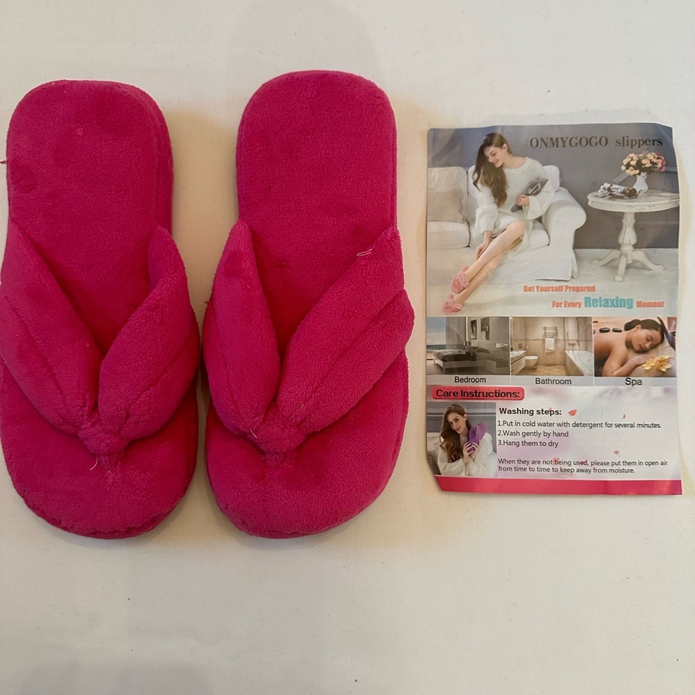 ONMYGOGO Slipper: Plush Indoor Flip Flop Thong Slippers for Women Open Toe